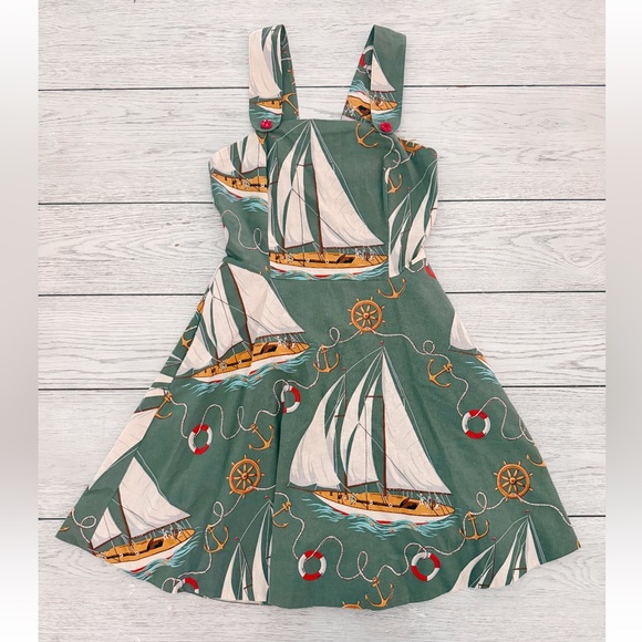 Ralph Lauren Dresses & Skirts - Vintage Ralph Lauren Dress Nautical Apron Sundress Blue Label Sailboat
